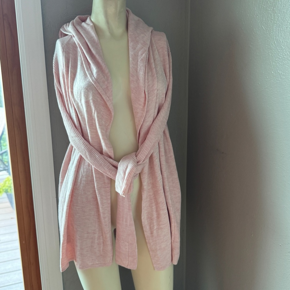 Lululemon light pink long hooded cashmere blend cardigan sweater size 4